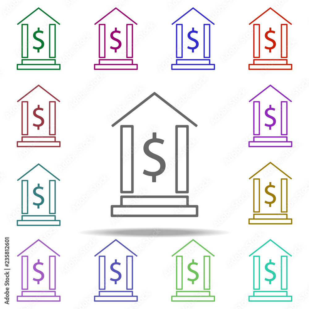 Poster bank dollar icon. elements of finance in multi color style icons. simple icon for websites, web desi