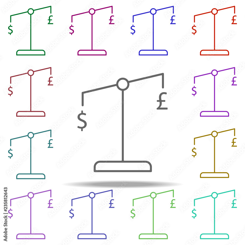 Poster pound grows against dollar icon. elements of finance in multi color style icons. simple icon for web