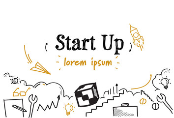 new business idea successful project start up concept sketch doodle horizontal isolated copy space