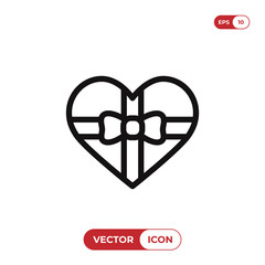 Gift in heart shape box icon