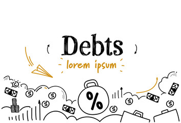 percent bomb finance crisis risk credit debt concept sketch doodle horizontal isolated copy space