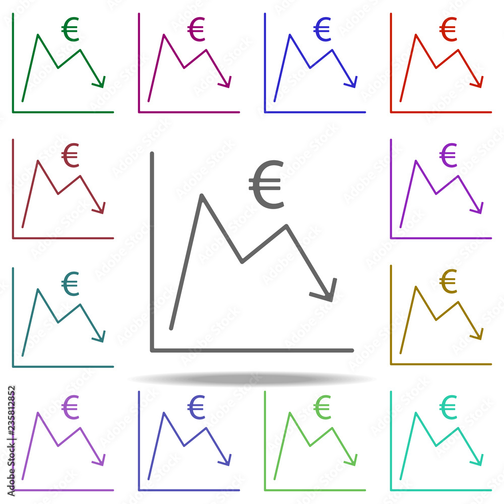 Poster euro statistics icon. elements of finance in multi color style icons. simple icon for websites, web 