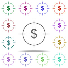 target dollar icon. Elements of finance in multi color style icons. Simple icon for websites, web design, mobile app, info graphics