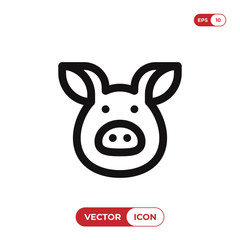Pig icon. Pork,animal symbol. Flat vector sign isolated on white background. Simple vector illustration for graphic and web design.