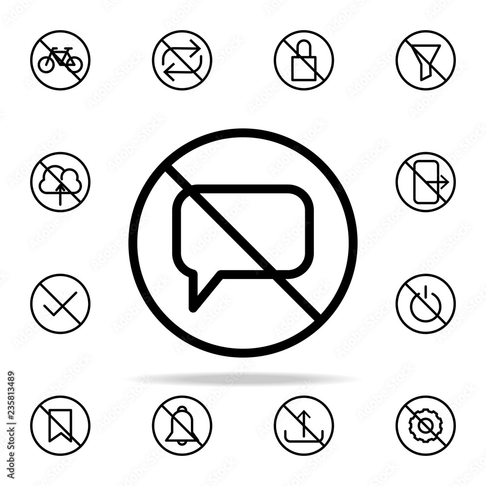 Poster ban on commenting icon. ban icons universal set for web and mobile