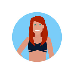 young bikini woman face avatar girl in swimsuit summer vacation concept female cartoon character portrait flat isolated