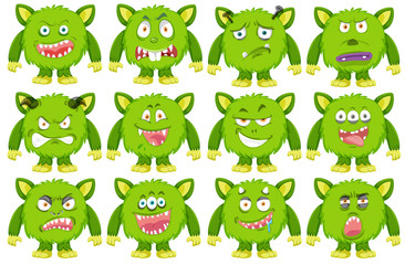 Obraz premium Set of green monster character
