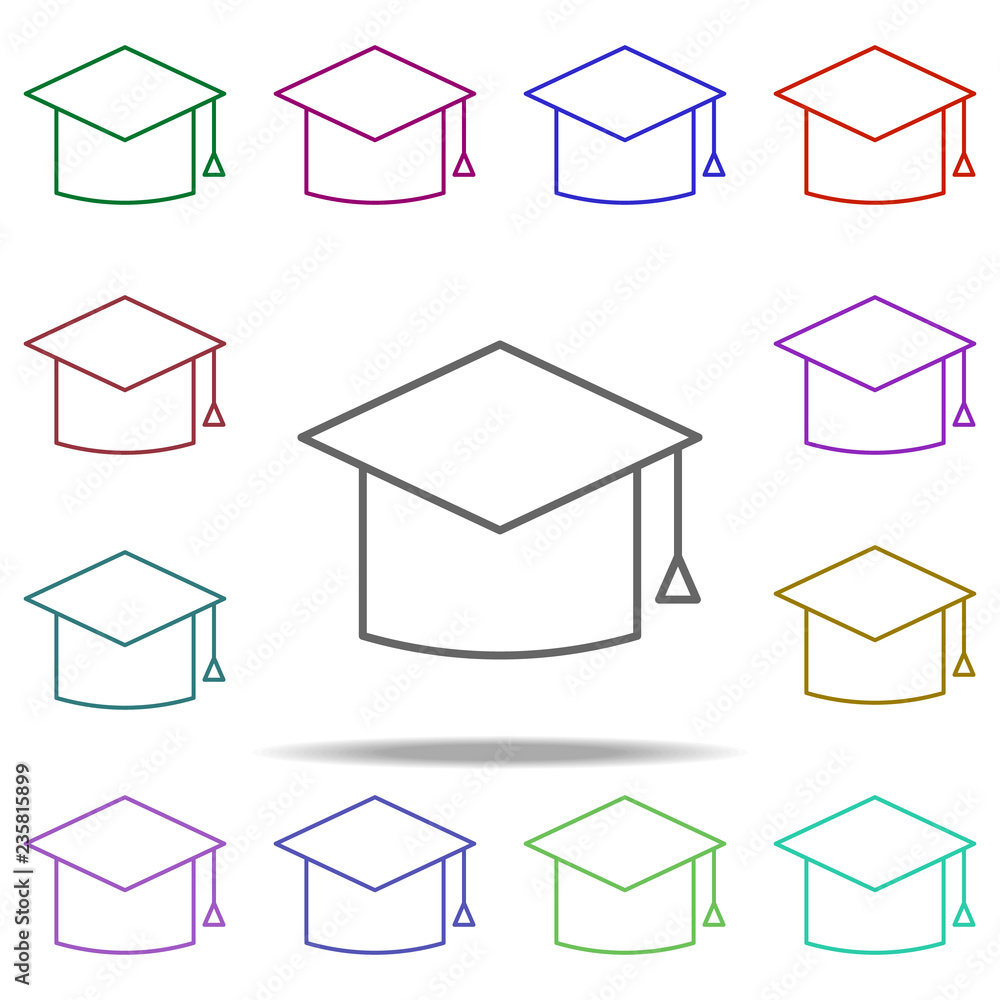 Aufkleber student hat icon. elements of education in multi color style icons. simple icon for websites, web de