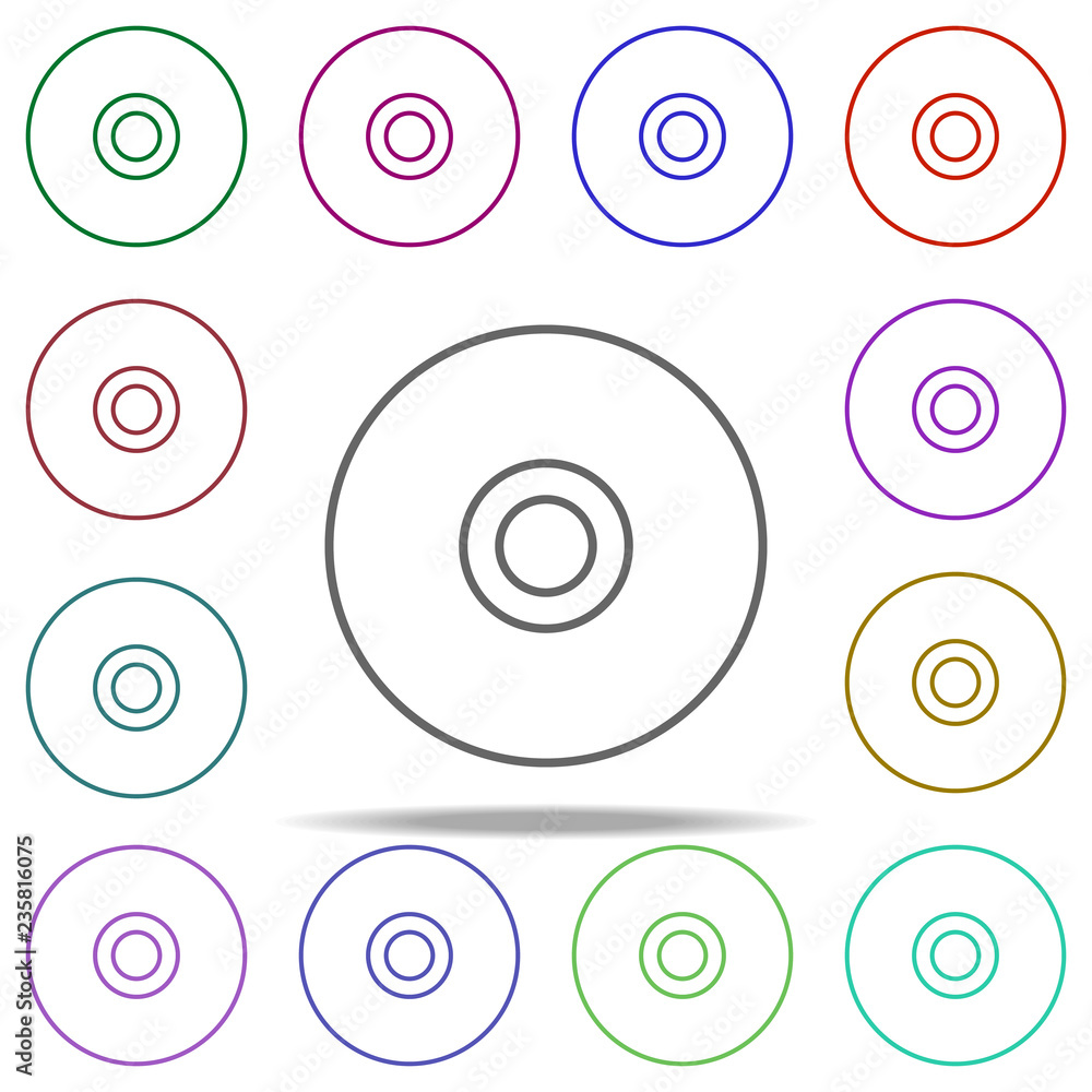 Poster cd disk icon. elements of education in multi color style icons. simple icon for websites, web design