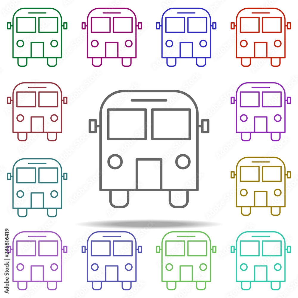 Poster school bus icon. elements of education in multi color style icons. simple icon for websites, web des