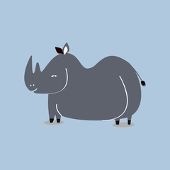Cute wild rhinoceros cartoon illustration