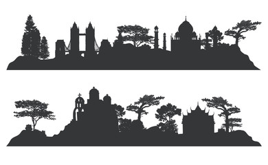 Collection of architectural landmarks vector