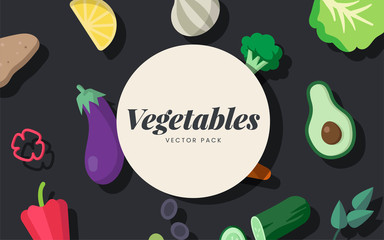 Fototapeta premium Various fresh organic vegetables vector pack