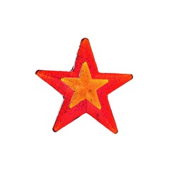 Fototapeta na wymiar Red and orange star shaped lollipop isolated. Homemade lollipop.