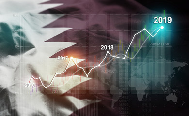Growing Statistic Financial 2019 Against Qatar Flag