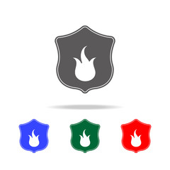 shield fire icon. Elements of fireman in multi colored icons. Premium quality graphic design icon. Simple icon for websites, web design, mobile app, info graphics