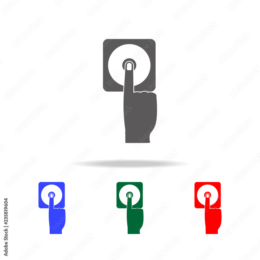 Poster fire button icon. elements of fireman in multi colored icons. premium quality graphic design icon. s