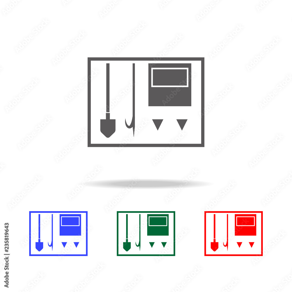 Poster firefighter tools icon. elements of fireman in multi colored icons. premium quality graphic design i
