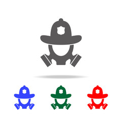 fire helmet and gas mask icon. Elements of fireman in multi colored icons. Premium quality graphic design icon. Simple icon for websites, web design, mobile app, info graphics
