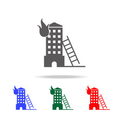 fire in the building icon. Elements of fireman in multi colored icons. Premium quality graphic design icon. Simple icon for websites, web design, mobile app, info graphics