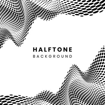 Black Wavy Halftone On White Background Vector