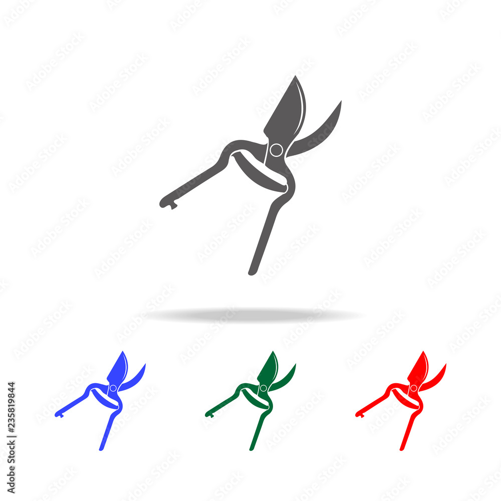 Poster gardening scissors icon. elements of garden in multi colored icons. premium quality graphic design i