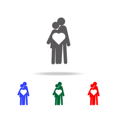 Couple with heart icon. Elements of love in multi colored icons. Premium quality graphic design icon. Simple icon for websites, web design, mobile app, info graphics