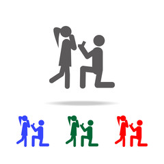 Make a marriage proposal icon. Elements of love in multi colored icons. Premium quality graphic design icon. Simple icon for websites, web design, mobile app, info graphics