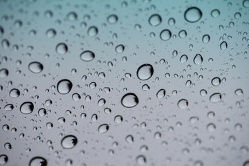 Closeup of water drops on window