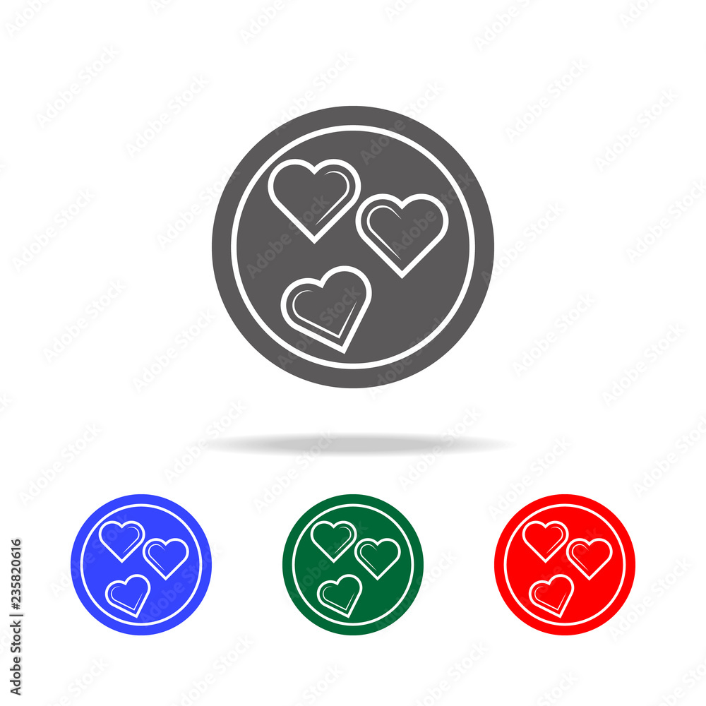 Poster chocolate in the form of heart icon. elements of love in multi colored icons. premium quality graphi