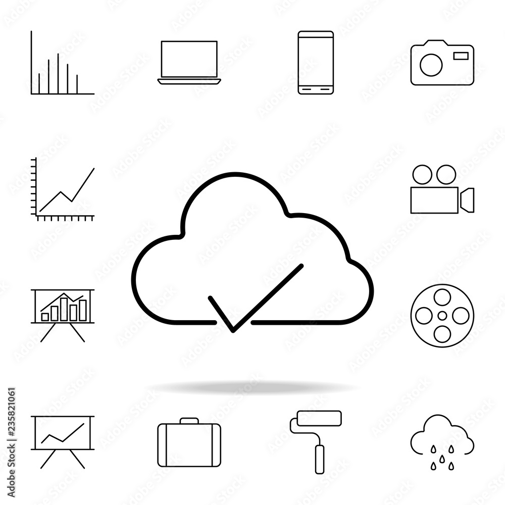 Poster checked cloud icon. detailed set of simple icons. premium graphic design. one of the collection icon