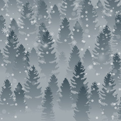 Hello Winter forest landscape and tree pine background