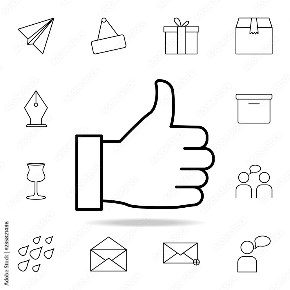 Poster hand with a thumb up icon. detailed set of simple icons. premium graphic design. one of the collecti