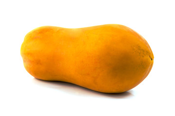 Sweet papaya fruit cut half isolate on white
