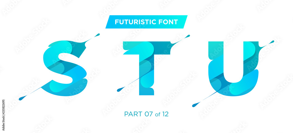Fototapete vector expressive modern typeface with wave curves. bold geometric, rounded, dynamic letters. perfec