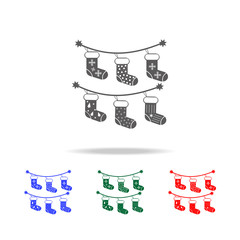 Christmas socks on rope icon. Elements of Christmas holidays in multi colored icons. Premium quality graphic design icon. Simple icon for websites, web design, mobile app