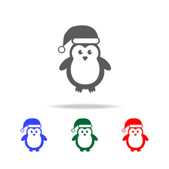 Cute Penguins wearing Santa Claus hat icon. Elements of Christmas holidays in multi colored icons. Premium quality graphic design icon. Simple icon for websites, web design