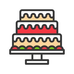 christmas cake for party icon editable outline