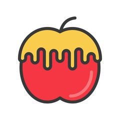 honey apple, christmas food icon set. editable outline