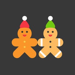 gingerbreadman icon, christmas food set. flat design