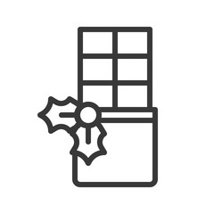 chocolate bar and mistletoe icon, editable line