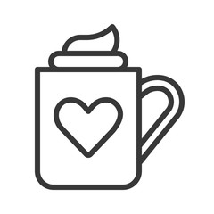 christmas drink with whipped cream icon editable line