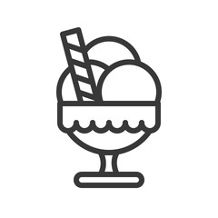 ice cream cup and candy christmas food icon. editable line