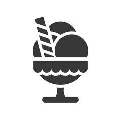 ice cream cup with candy christmas food solid icon set