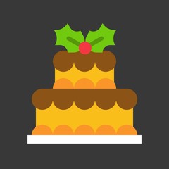 christmas layered cake icon decoration with mistletoe