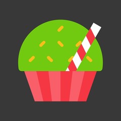 christmas cup cake icon decoration with candy