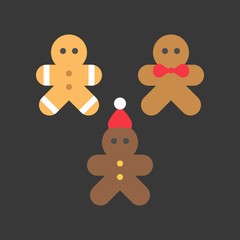 gingerbread man christmas cookie icon set
