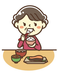 おばあちゃん　朝食　和食