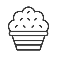 christmas cup cake icon decoration with candy.  editable outline