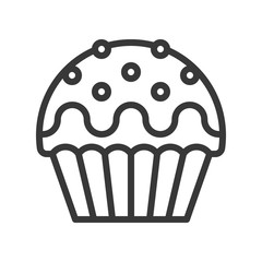 christmas cup cake icon decoration with candy.  editable outline
